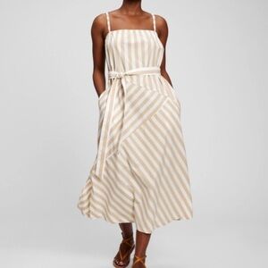 GAP Patchwork Khaki Stripe Midi Dress - M